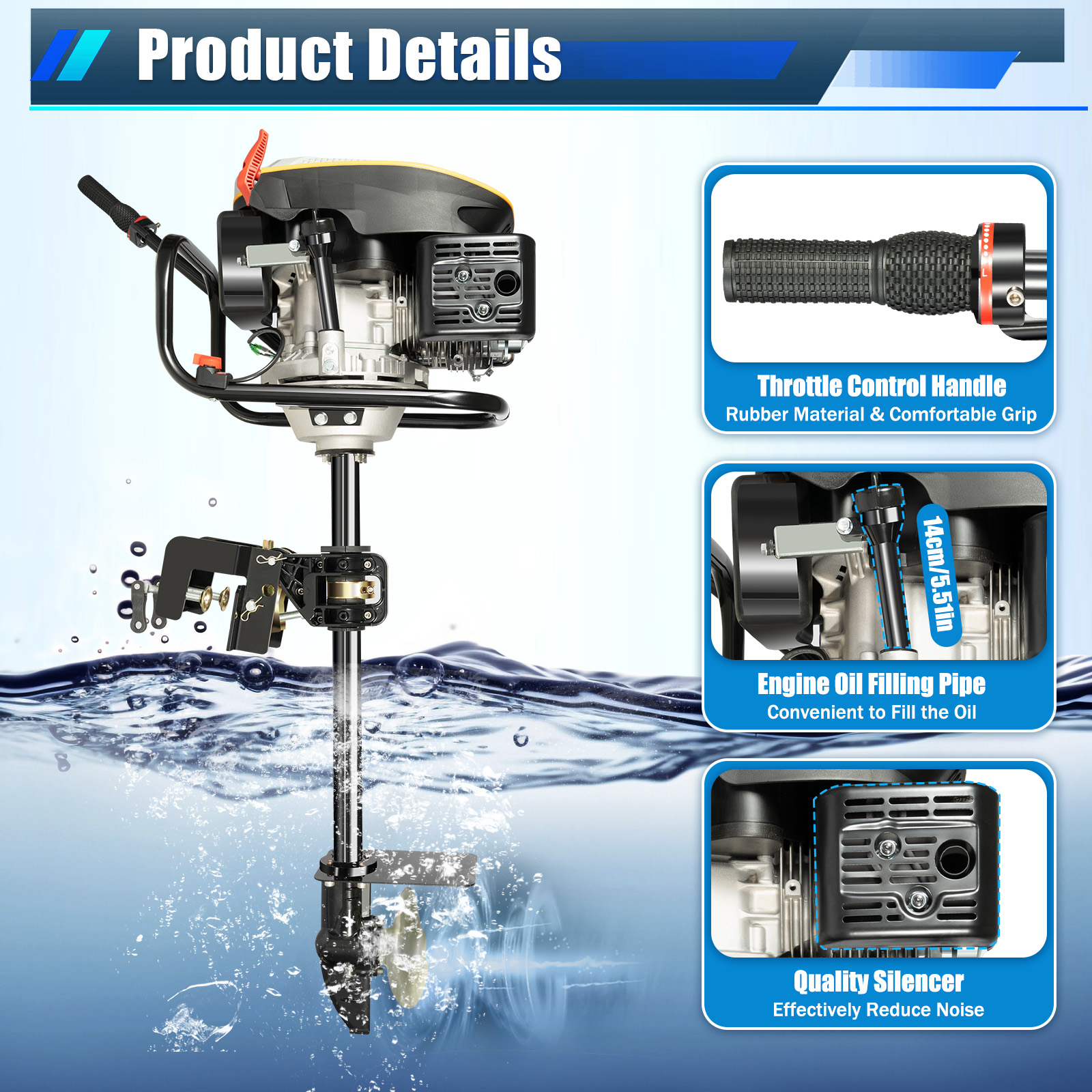 Outboard Motor Boat Engine, 4  - Fishing Boat Outboard Motor avaliação e preço
