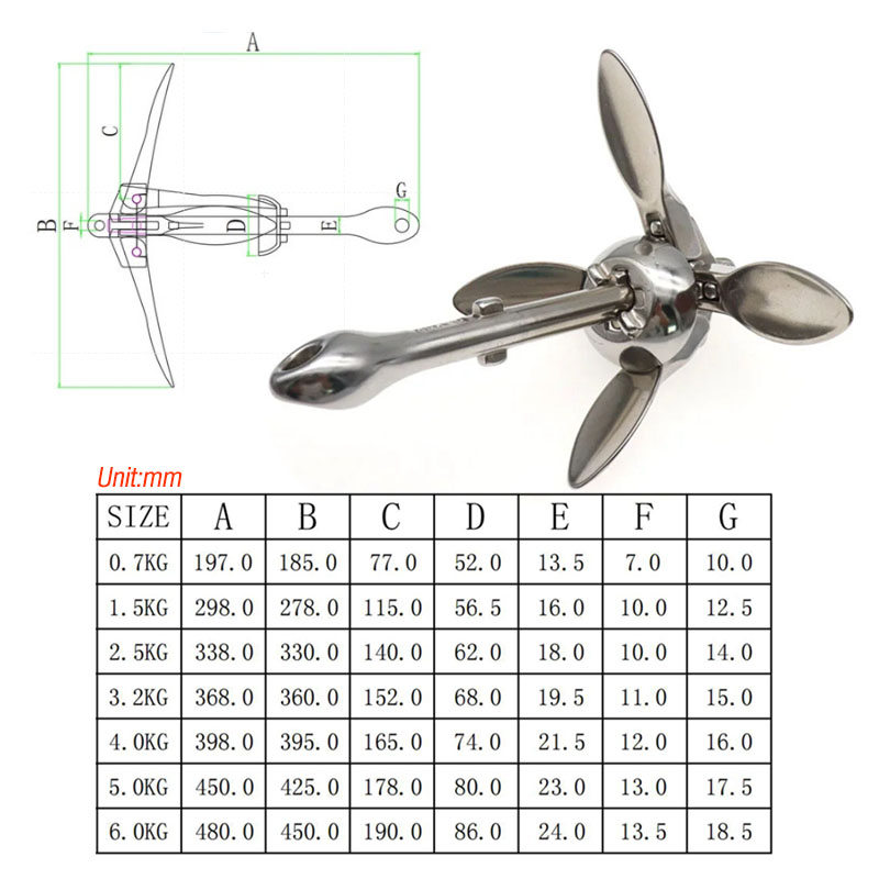3.2KG/4KG Boat Stainless Steel - Fishing Boat Anchor avaliação e preço
